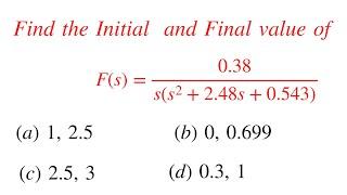 Control System Solved Problems || How To Find initial value and final value for a function F(s)
