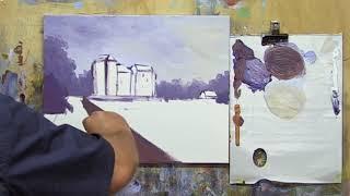 Learn To Paint TV E55 "Ruthven Castle in Scotland" Acrylic Painting Beginners Tutorial