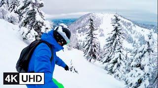  4K Drone | Extreme Freeride Snowboarding, Backcountry, Powder Riding & Turns | POV & Selfie | UHD