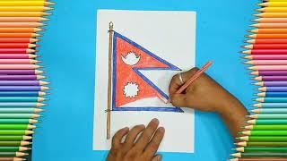 How to draw color Flag of Nepal easily