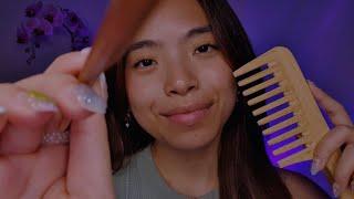 ASMR Parting Your Hair All Around Your Scalp  Brushing, Combing, Scratching (Layered Sounds)