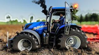 New Holland T6 EDIT Test mit schwerem Anhänger, Grubber & Pflug im MUD (LS19)