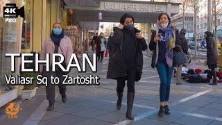 Street walking on Valiasr Square to Zartosht Street Tehran 2022 4k Tour
