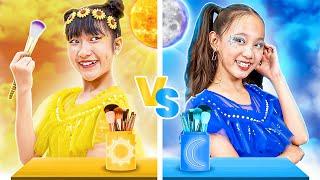 Day Girl vs Night Girl With One Colored Makeover Challenge! - Baby Doll TV