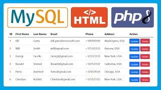 Fill HTML Table From MySQL Database Using PHP | Display MySQL Data in HTML Table