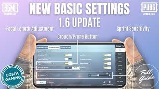 NEW BASIC SETTINGS: 1.6 UPDATE - Tips & Tricks (+Sprint Sensitivity) - PUBG Mobile | BGMI
