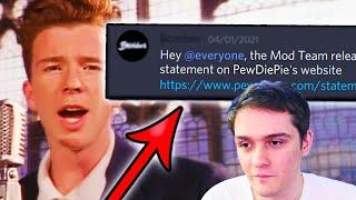 I Got Rick Rolled By PewDiePie's Discord Server... :(