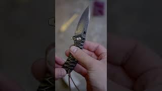 Unboxing a knife with a knife - damascus steel poket knife