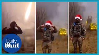 Ukraine soldier wears Santa hat as HIMARs missiles are launched | Russia Ukraine war