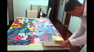 Tutorial de como colar quebra cabeça Romero Britto 5000 peças