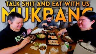 Raw Shrimp Sushi + Chicken Wings + Steak + Lao Papaya Salad Mukbang 먹방 Eating Show! (Eat with Us!)