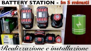 Battery Station Fai da te. Per batterie per utensili. Con mensola cariche/scariche. lidl. parkside