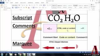 HTML5 lesson 6 Superscript , Subscript , Marquee , Comments