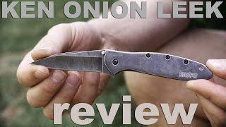 The Kershaw Ken Onion Leek Pocket Knife Review.  With Woodplay and Beer. Made in USA