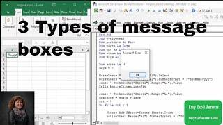 3 types of message boxes explained for VBA