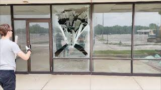 BREAKING TEMPERED GLASS WINDOWS! Watch how satisfying it is to break tempered glass.