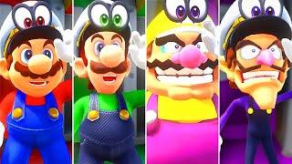 Super Mario Odyssey - Mario vs Luigi vs Wario vs Waluigi (Splitscreen Race) - Full Game Walkthrough