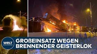 BRENNENDER GEISTERZUG: Fahrerlose Lok rollt brennend weiter - Feuerwehr-Großeinsatz bei München