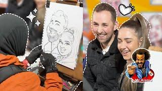 Couple Drawing in Germany - caricature in black and white - process and reaction - Gotha Germany