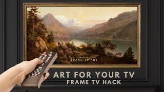 TV Art Screensaver 4K Frame TV Hack. Vintage Lake Tahoe Landscape Painting Wallpaper Background