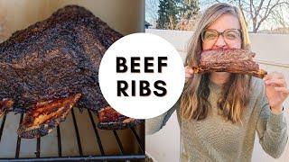 SMOKED BEEF RIBS || Pit Boss Grills Brunswick Smoked Chuck Beef Ribs recipe