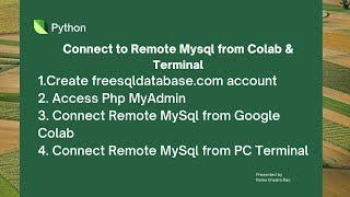 Connect Remote MySql from PC Terminal Using Python