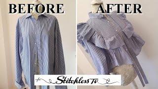 DIY Refashion Men's Shirt into a Ruffle top