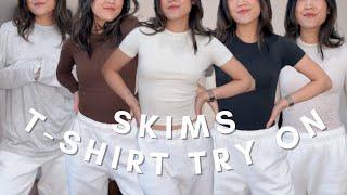 SKIMS t shirt try on haul: trying on all my skims tops