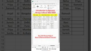 Dynamic Arrays Tutorial Automate Data Like a Pro in Excel 365/2021 Day 22, Video 1 #excel #shorts