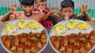 Spicy Mutton Liver Curry with Rice Eating Challenge || Eating Competition