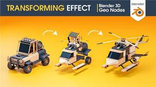 Blender3D - Transforming effect using Geometry nodes