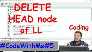 Delete head node in Linked List #CodeWithMe#5