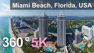 Miami Beach, Florida, USA. Aerial 360 video in 5K