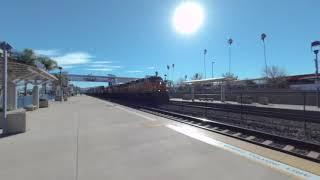 VR180 - BNSF Intermodal Freight Train Westbound in Corona - North Main - January 18th 2021 (1/2)