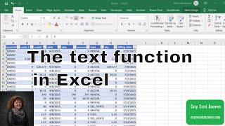 The text function in Excel to display the weekdays