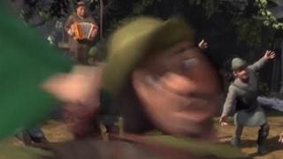 Shrek reversed at 10000% speed but the Robin Hood scene is normal speed