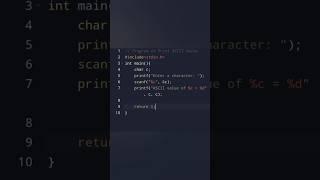 ‍C Program to Print ASCII Value|#shorts #ascii #coding #viral #trending