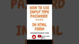 HOW TO USE INPUT TYPE PASSWORD IN HTML FORM #html #password #shorts