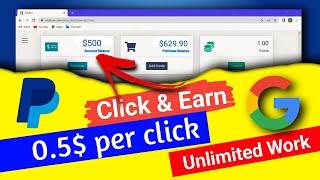 $0.5 dollar per click click earning | life time earning website | dollar making website | ad Watch