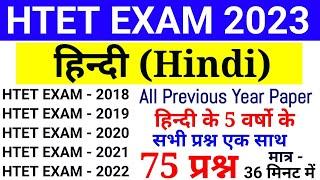 HTET 2023 | HTET हिंदी (Hindi) के 2018 से 2022 तक के 75 प्रश्न | htet All previous Year Paper #htet