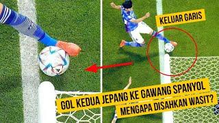 Gol Kedua Jepang ke gawang spanyol dianggap Kontroversial karena keluar garis