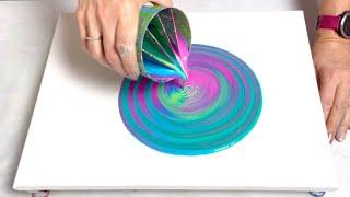 STRIPY Ring Pour with Sparkly EASTER Embellishment, abstract fluid art, acrylic paint pouring