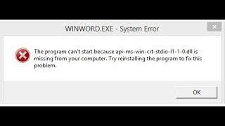 ERROR Faltando api-ms-win-crt-stdio-l1-1-0.dll (Resolvido)