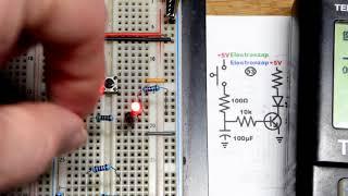 Adding Fade On to Fade Off LED Circuit NPN BJT Bipolar Junction Transistor