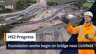 Foundation works begin on key HS2 bridge in Staffordshire