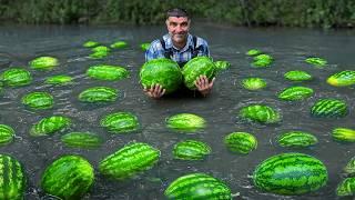 Best Recipe for Summer Making Fresh Country Watermelon Juice! Happy Life Far from Civilization