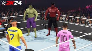 Hulk & Red Hulk Vs Lionel Messi & Ronaldo | Tag Team Match  - WWE 2K24 - PS5 [4K 60FPS]