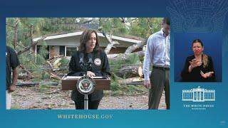 VP Kamala Harris tours Helene damage in Augusta