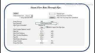 Steam Flow Rate Through Pipe