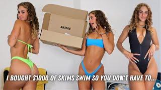 BRUTALLY HONEST $1000 SKIMS SWIM REVIEW | BIKINI TRY-ON HAUL | OVER-HYPED OR SPRING BREAK STAPLES?!